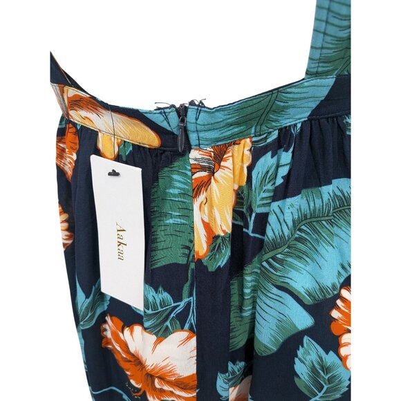 Aakaa Tropical Halter Maxi Dress Women Size XS Floral Open Back Resort Coastal - Picture 6 of 14